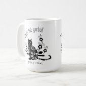 黒猫（花とポルトガル語の表現） コーヒーマグカップ (正面左)