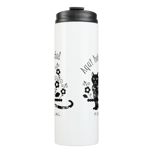 黒猫(花とポルトガル語の表現) タンブラー (正面)