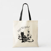 黒猫（花とポルトガル語の表現） トートバッグ (裏面)