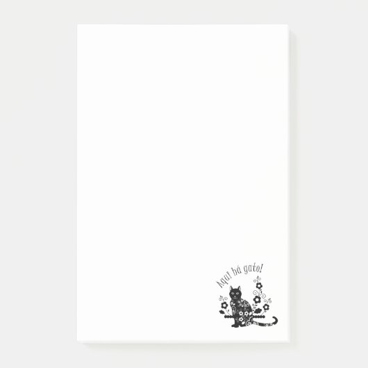 黒猫(花とポルトガル語の表現) ポストイット (正面)