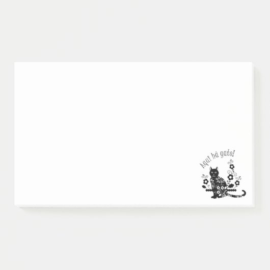 黒猫(花とポルトガル語の表現) ポストイット (正面)