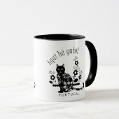 黒猫(花とポルトガル語の表現) マグカップ (正面右)