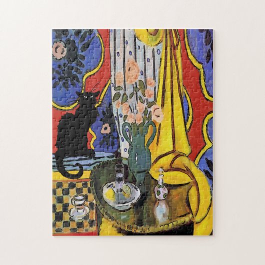 黒猫（花） ジグソーパズル (縦)