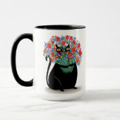 黒猫（花） マグカップ (左)