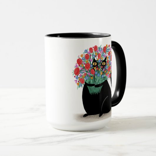 黒猫（花） マグカップ (正面右)