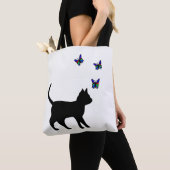 黒猫(蝶) トートバッグ (クローズアップ)