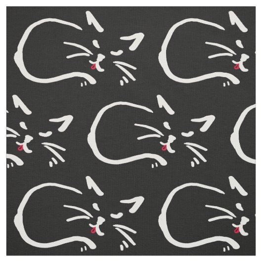 黒猫、赤舌 ファブリック (見本)