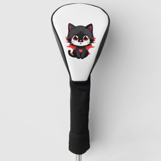 黒猫(赤) ゴルフヘッドカバー (正面)