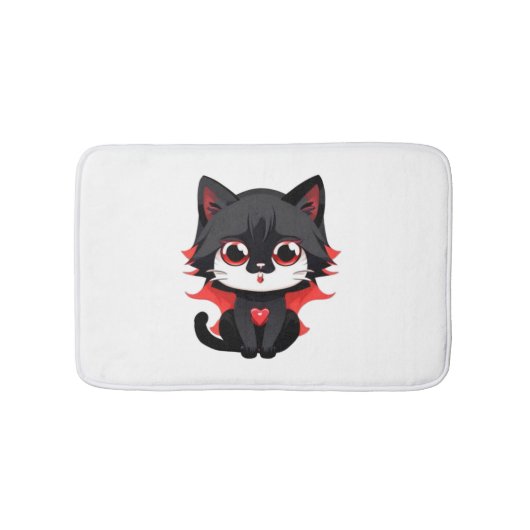黒猫(赤) バスマット (正面)
