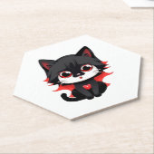 黒猫（赤） ペーパーコースター (アングル)