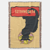 黒猫、追加文字、ブランケット スローブランケット (正面縦)