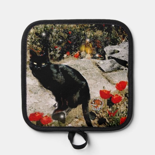 黒猫 鍋敷き (正面)