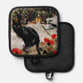 黒猫 鍋敷き (正面/裏面)