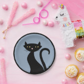 黒猫（青） ペーパープレート (パーティー)