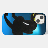 黒猫 青 iPhoneケース (裏面横)