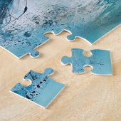 黒猫（頭に小猫） ジグソーパズル (側面)