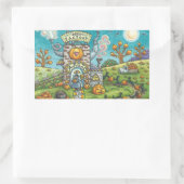 黒猫、魔女かぼちゃパイ工場ステッカーRec 長方形シール (バッグ)