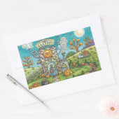 黒猫、魔女かぼちゃパイ工場ステッカーRec 長方形シール (封筒)