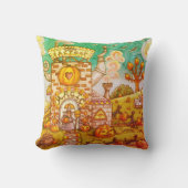 黒猫、魔女かぼちゃパイ工場装飾用クッション クッション (正面)