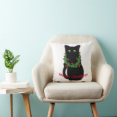 黒猫 | Meowyクリスマス |ホリー・ガーランド クッション (椅子)