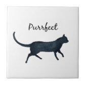 黒猫"purrfect " タイル (正面)