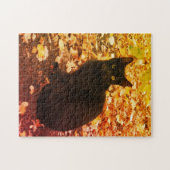 黒猫Aurtumnは写真を去ります ジグソーパズル (横)