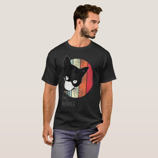 黒猫Ew peopleグラフィックライトカラー Tシャツ (正面フル)