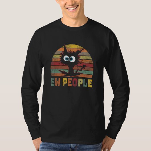 黒猫Ew peopleヴィンテージ猫 Tシャツ (正面)