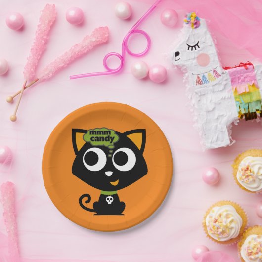黒猫MMMキャンディハロウィーン ペーパープレート (パーティー)