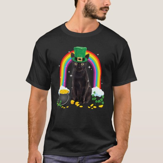 黒猫St patricks day・レプラシャンの衣装シャマー Tシャツ (正面)