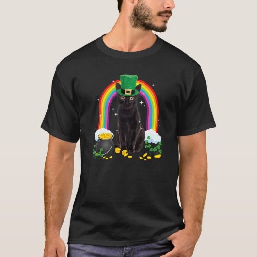 黒猫St patricks day・レプラシャンの衣装シャマー Tシャツ (正面)