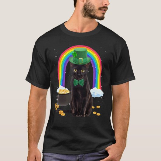 黒猫St patricks day・レプラシャンの衣装シャマー Tシャツ (正面)