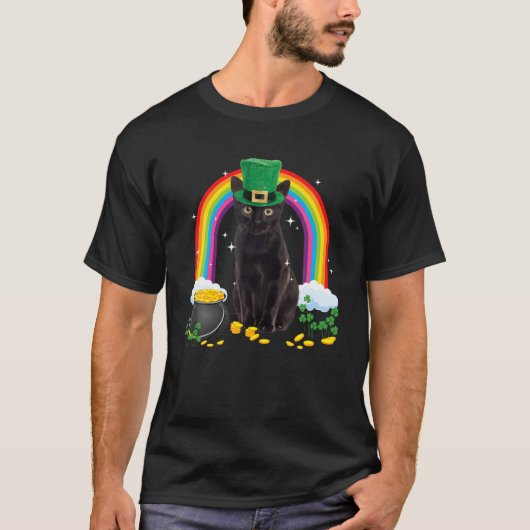 黒猫St patricks day・レプラシャンの衣装シャマー Tシャツ (正面)