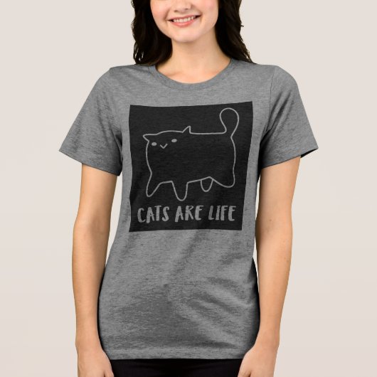 黒猫Tシャツ 猫が好きな人へ トライブレンドＴシャツ (正面)