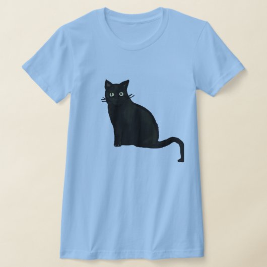 黒猫VネックTシャツ レディース Tシャツ (レイダウン)