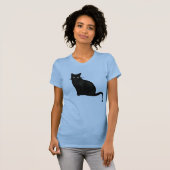 黒猫VネックTシャツ レディース Tシャツ (正面フル)