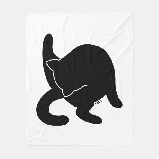 黒猫vs人間mp フリースブランケット (正面)
