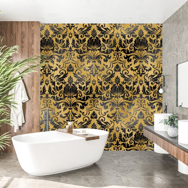 黒王室のフランスの金のバロック 壁紙 (Royal French black and golden baroque Wallpaper)