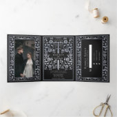 黒王室の中世の銀結婚剣 三つ折り招待状 (内部)