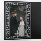 黒王室の中世の銀結婚剣 三つ折り招待状 (内部最初)