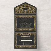 黒王室の中世結婚刀 オールインワン招待状 (内側)