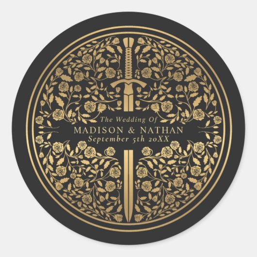 黒王室の中世結婚刀 ラウンドシール (正面)