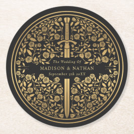 黒王室の中世結婚刀 ラウンドペーパーコースター