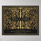 黒王室の中世結婚剣の歓迎看板 ポスター (正面)