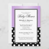 黒王室の水玉模様紫ベビーシャワー 招待状 (正面)