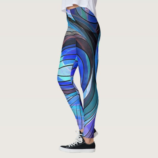 黒王室の線の青とアクアドードル レギンス (左)