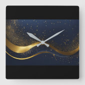 黒王室の金ゴールドキラキラ魔法 スクエア壁時計 (正面)