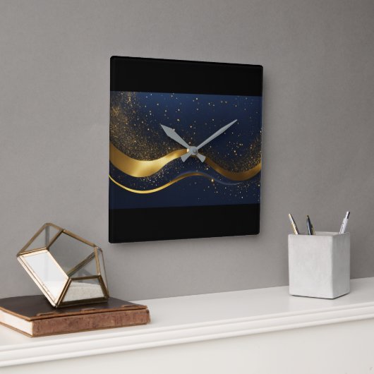 黒王室の金ゴールドキラキラ魔法 スクエア壁時計 (オフィス)