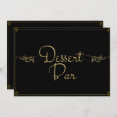黒王室の金ゴールドデザートバー結婚のサイン・カード (正面/裏面)