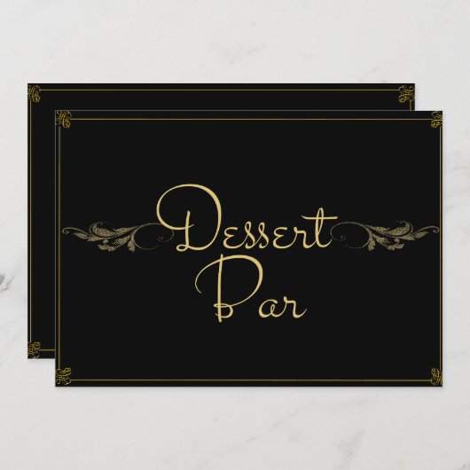 黒王室の金ゴールドデザートバー結婚のサイン・カード (正面/裏面)